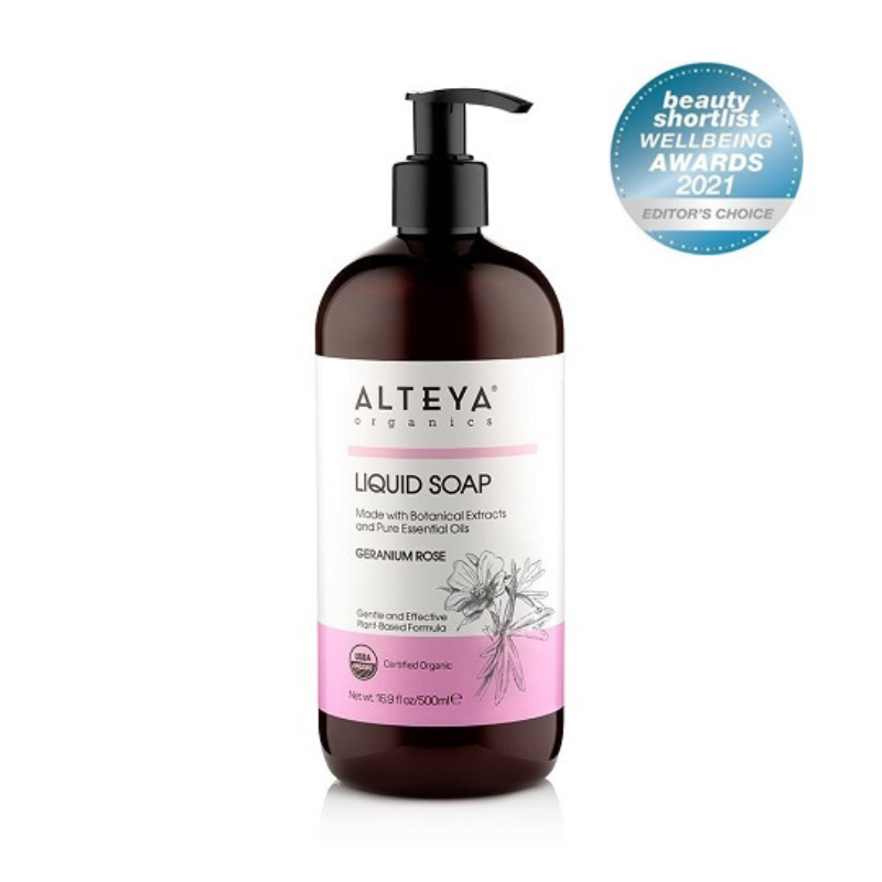 ALTEYA ORGANICS - ØKOLOGISK FLYDENDE SÆBE - GERANIUM & ROSE - 500ML
