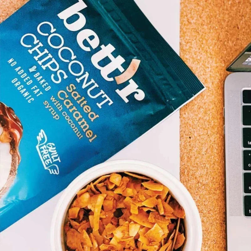 Bett'r - Kokoschips Økologiske -  saltet karamel - 40 g.