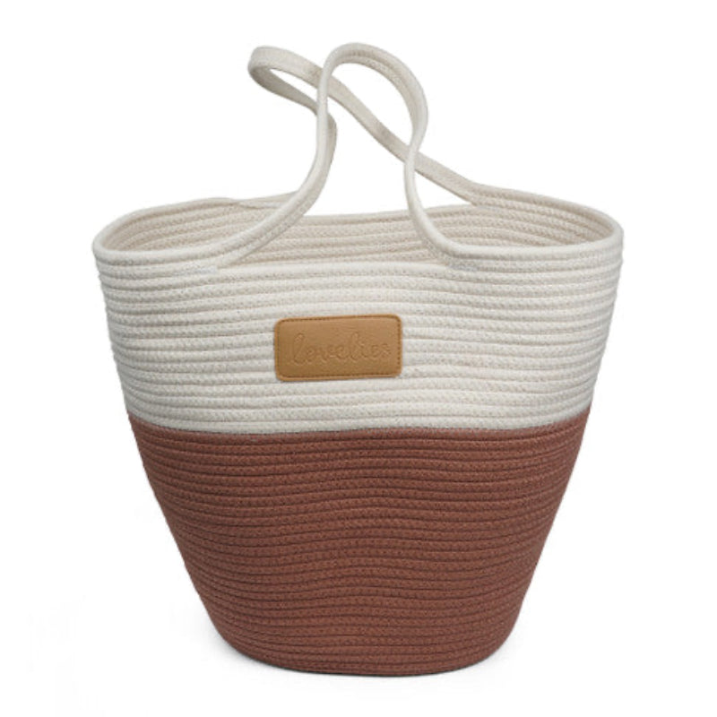 Lovelies - NADI - ROPE BEACH BAG - OLD ROSE / OFF WHITE- 45 X 40 CM