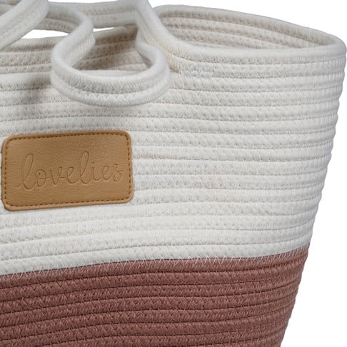 Lovelies - NADI - ROPE BEACH BAG - OLD ROSE / OFF WHITE- 45 X 40 CM