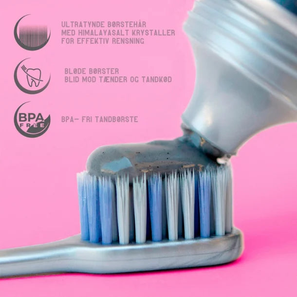Biomed - TANDBØRSTE MED PINK HIMALAYASALT - pink eller lilla