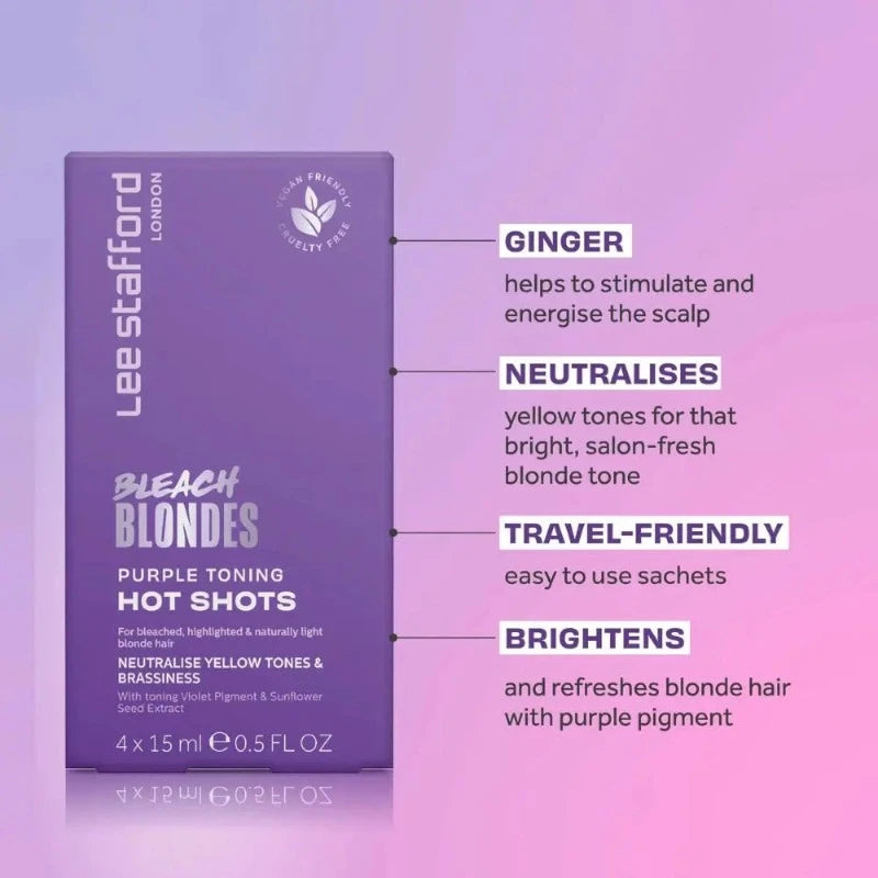 Lee Stafford Bleach Blondes Purple Toning Hot Shot – 4x15ml