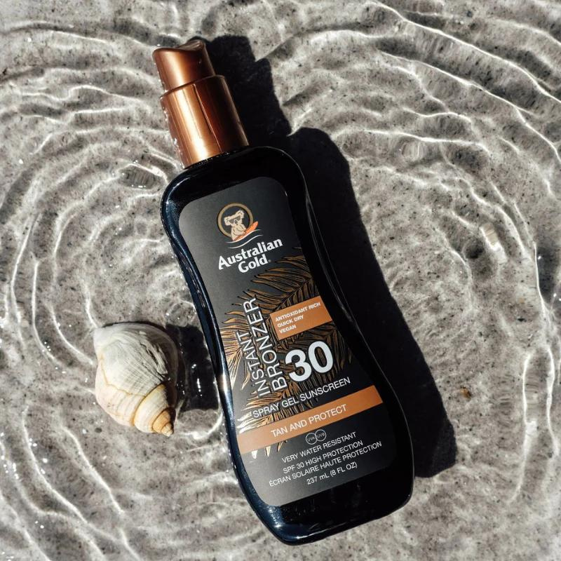 Australian Gold - Solcreme Spray Gel m/Bronzer - SPF 30