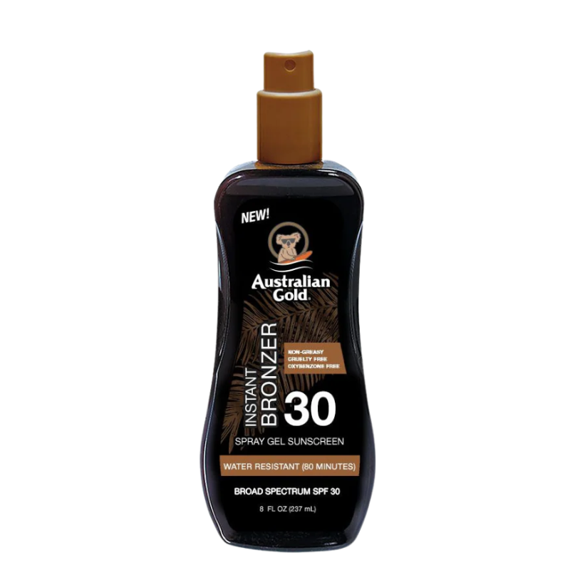 Australian Gold - Solcreme Spray Gel m/Bronzer - SPF 30