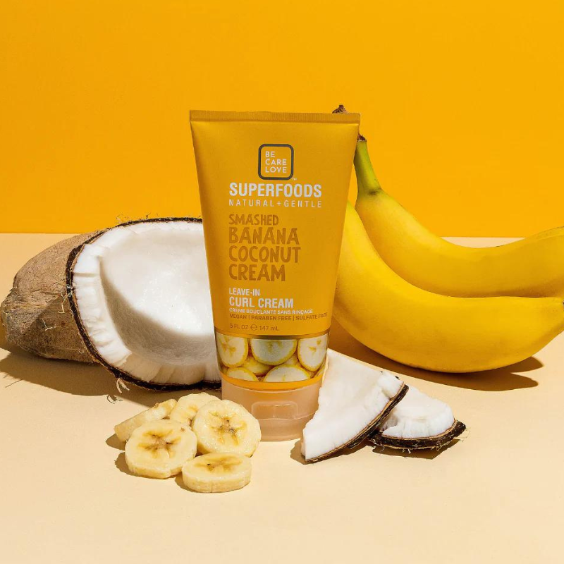 Superfoods - Natural & Gentle, Leave-In Curl Cream, Smashed Banana Coconut Cream - 5 fl oz (147 ml)