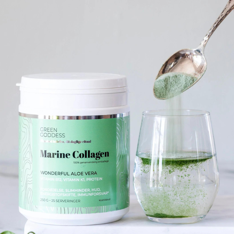 Green Goddess - Collagen pulver - Wonderful Aloe Vera inkl. vitamin B12, K1 & protein - 250 g.
