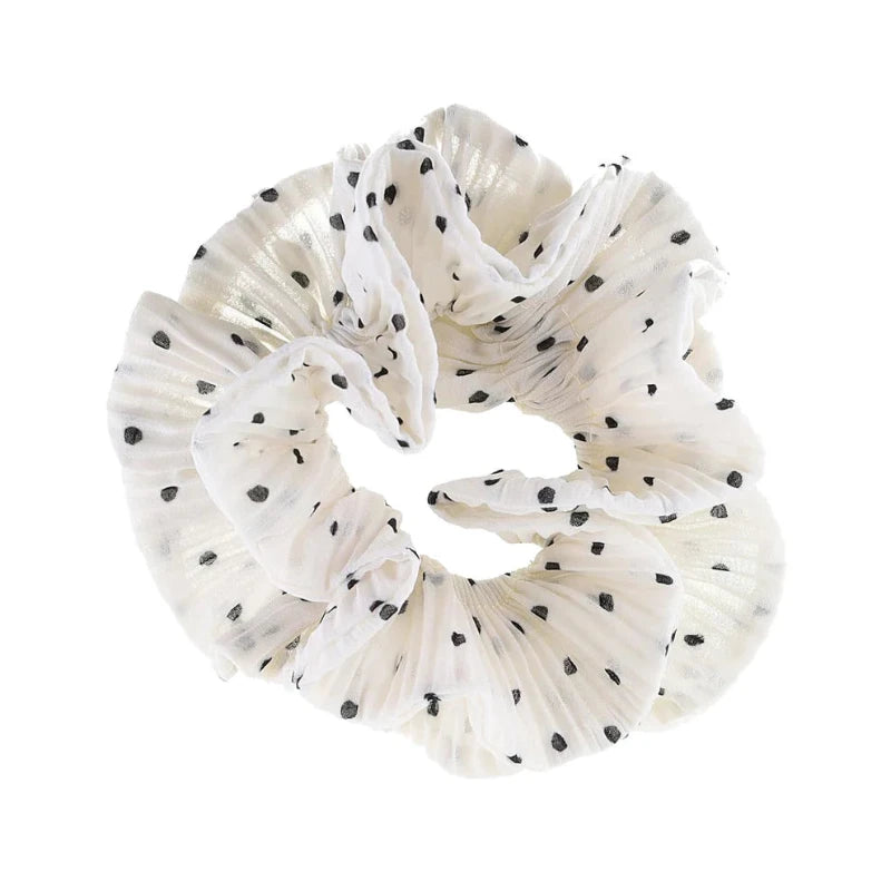 ByStær - Kaisa Scrunchie -Hvid/Sort Prikker
