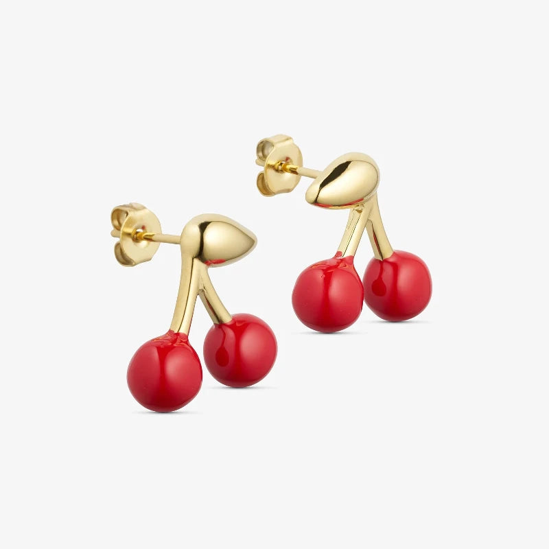 Wolff Jewelry - Cherry Red Stud - 18 karat guldbelagt