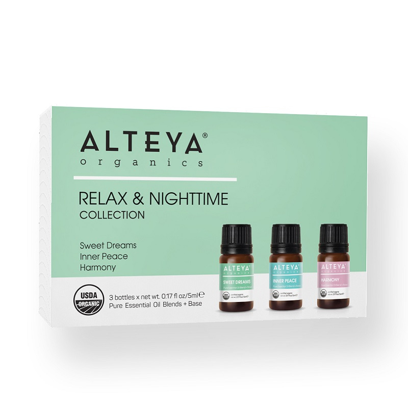 ALTEYA ORGANICS - RELAX & NIGHTTIME ØKOLOGISKE ESSENTIELLE OLIER  - GAVEÆSKE