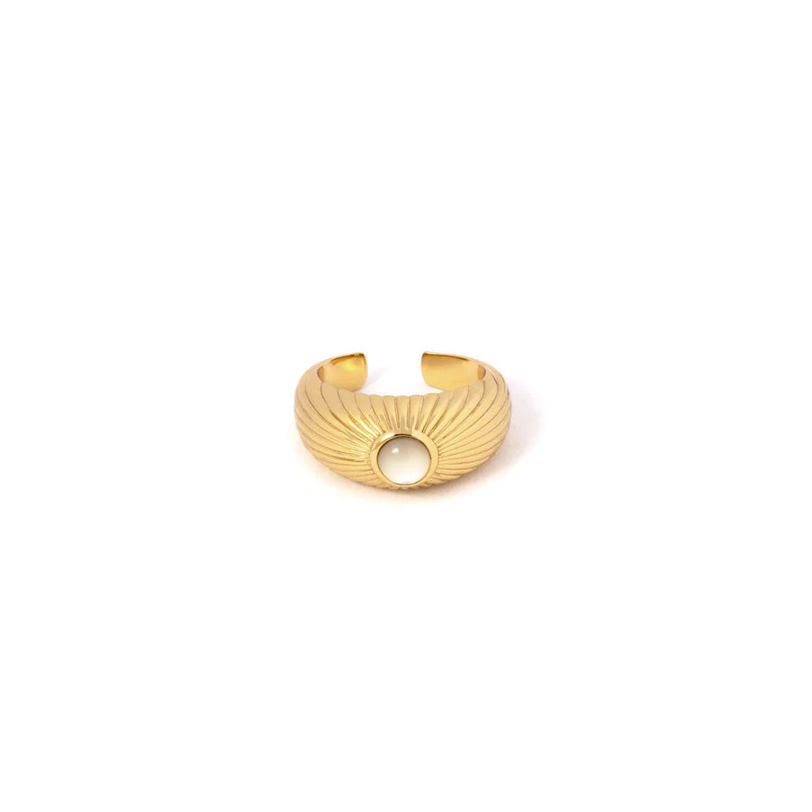 DROPPS BY SZHIRLEY - FINGERRING / CUFF - #RAYRAY - REGULERBAR STØRRELSE - 18 K. FORGYLDT STERLING SØLV