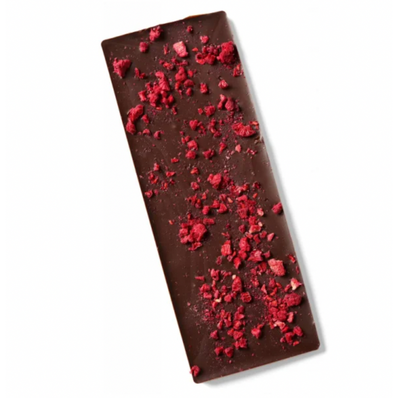 ØKOLADEN - ØKOLOGISK MØRK 72% CHOKOLADE - HINDBÆR - 75 g.