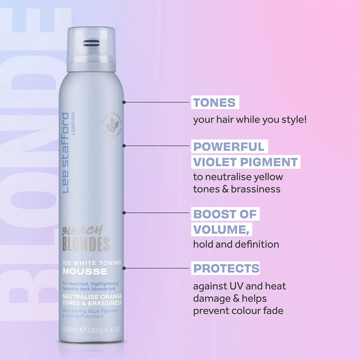 Lee Stafford – Bleach Blondes Ice White, Toning Mousse - 200ml