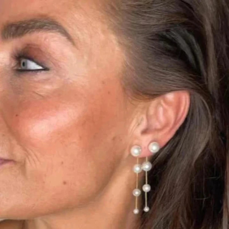 DROPPS BY SZHIRLEY - ØRERINGESÆT - #PEARLFECTION - HVIDE PERLER OG 18 KARAT STERLING SØLV