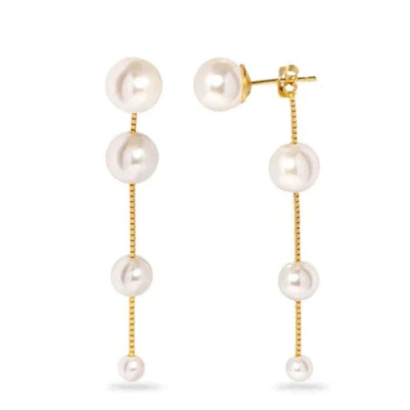 DROPPS BY SZHIRLEY - ØRERINGESÆT - #PEARLFECTION - HVIDE PERLER OG 18 KARAT STERLING SØLV