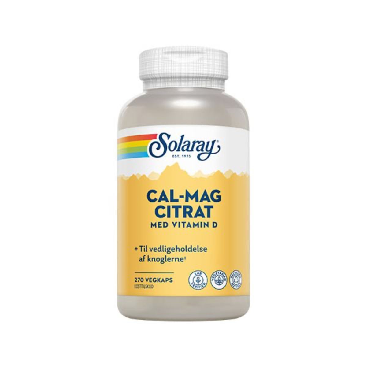 Solaray - Cal-Mag Citrat med Vitamin D - 180 Kapsler