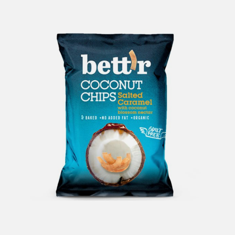 Bett'r - Kokoschips Økologiske -  saltet karamel - 40 g.