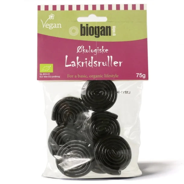 Biogan - Økologiske, Veganske, LAKRIDSRULLER - 75g