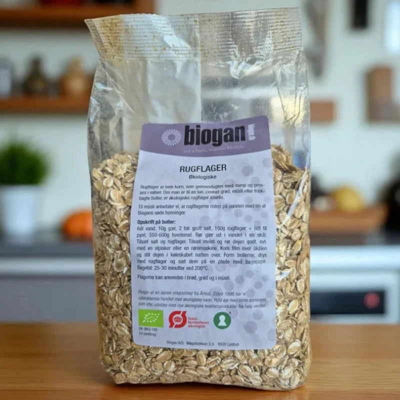BIOGAN - ØKOLOGISKE RUGFLAGER - 500 g.