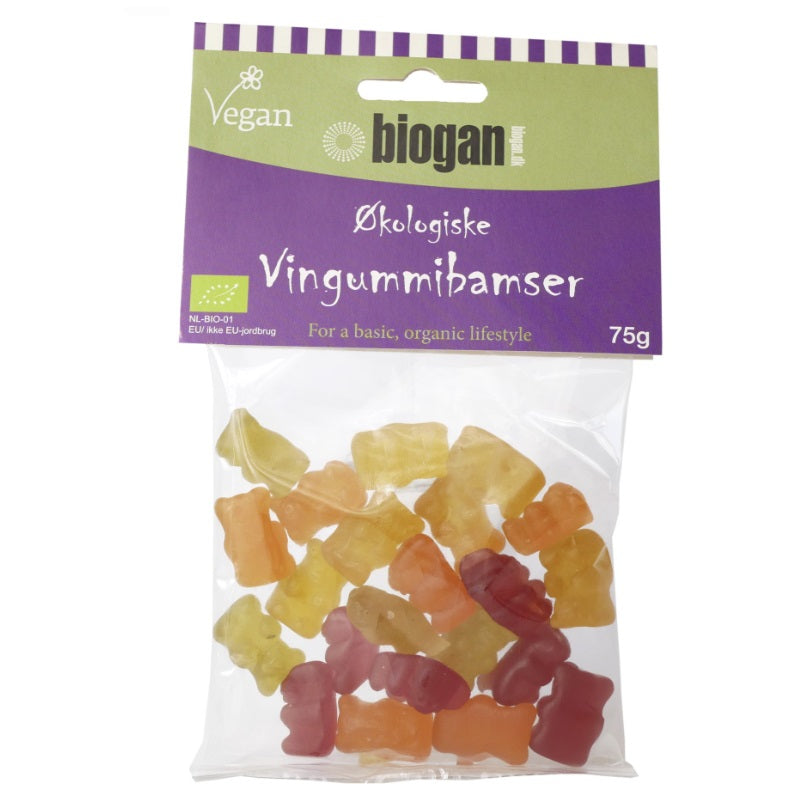 Biogan - Økologiske, Veganske, Gelatinefri Vingummi bamser - 75g