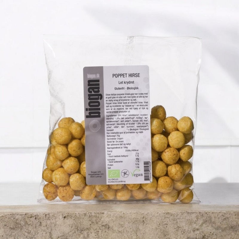 BIOGAN - ØKOLOGISK POPPET HIRSE - LET KRYDRET - 75 g.