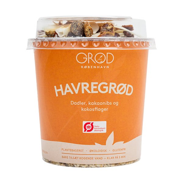 GRØD - Havregrød m dadler, kakaonibs & kokosflager - økologisk - To-Go