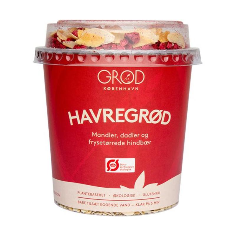 GRØD - Havregrød m. mandler, frysetørrede hindbær & dadler - økologisk - TO-G